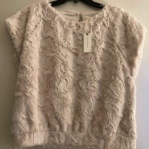 Anthropologie Lux Faux Fur Cream Vest